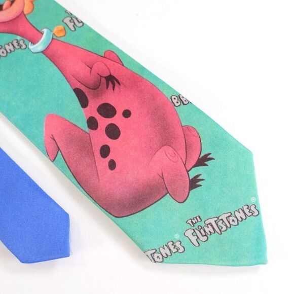 Ralph Marlin The Flintstones‎ Green Print Polyester Tie - Picture 1 of 7